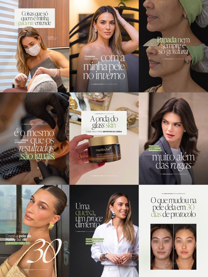 Artes de Instagram produzidas para a Dra. Bianca Salazar