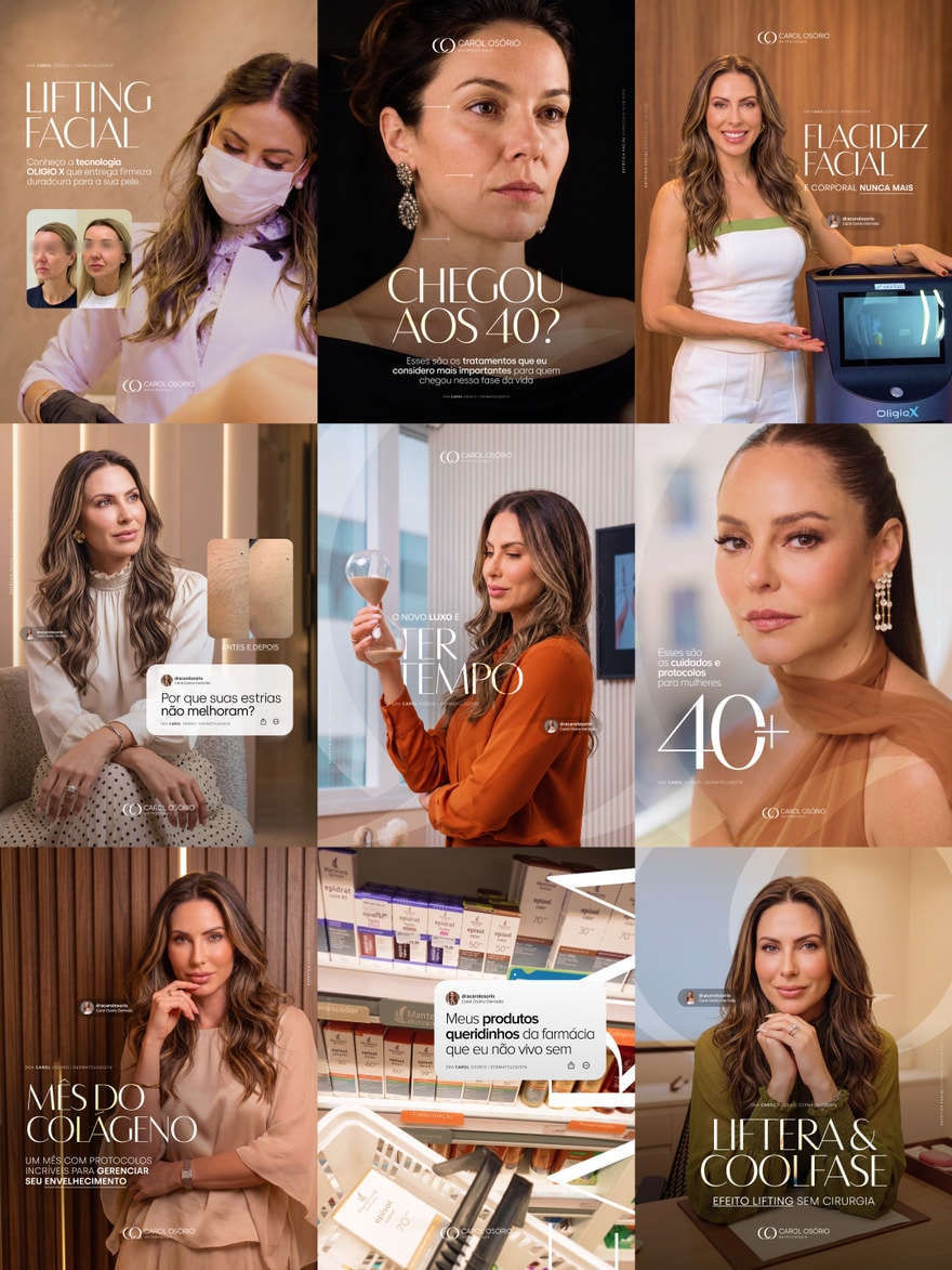 Artes de Instagram produzidas para a Dra. Carol Osório